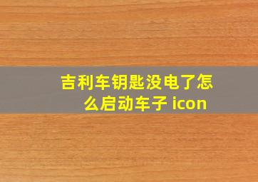 吉利车钥匙没电了怎么启动车子 icon